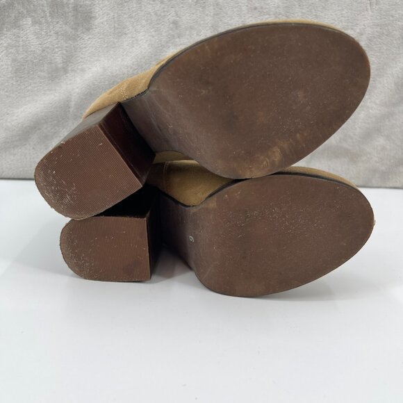 Jeffrey Campbell Rumble Tan Suede Chunky Heel Bootie Ankle Boot - Picture 10 of 14